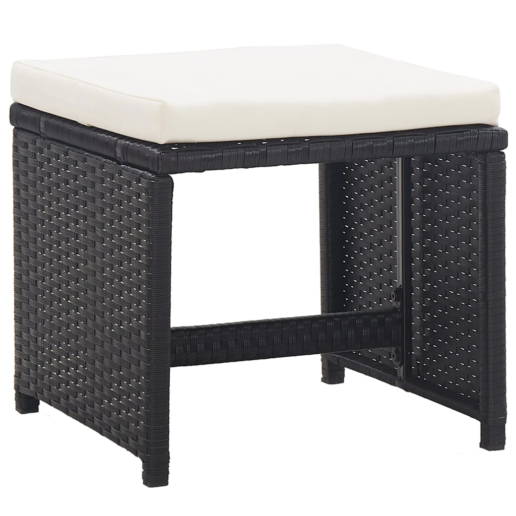 Set Mobilier De Exterior Cu Perne, 9 Piese, Negru, Poliratan