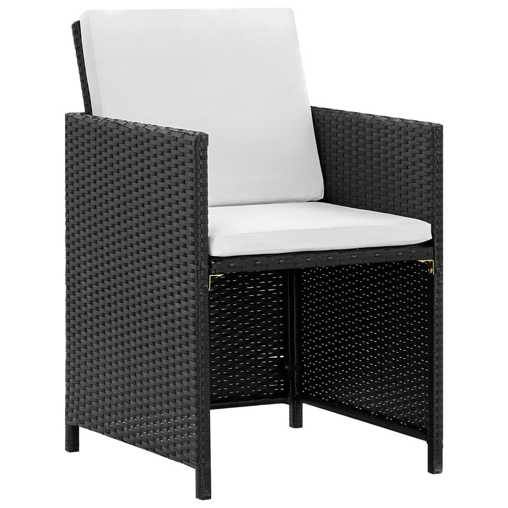 Set Mobilier De Exterior Cu Perne, 11 Piese, Negru, Poliratan