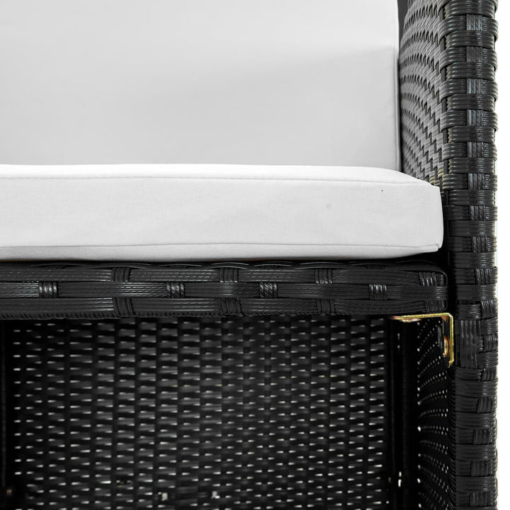 Set Mobilier De Exterior Cu Perne, 11 Piese, Negru, Poliratan