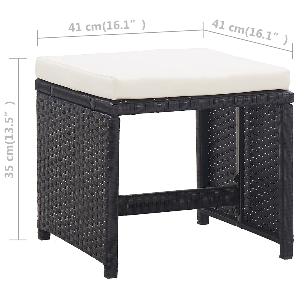 Set Mobilier De Exterior Cu Perne, 11 Piese, Negru, Poliratan