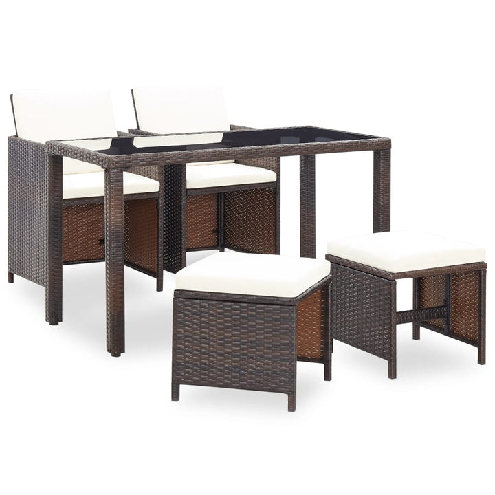 Set Mobilier De Exterior Cu Perne, 9 Piese, , Poliratan