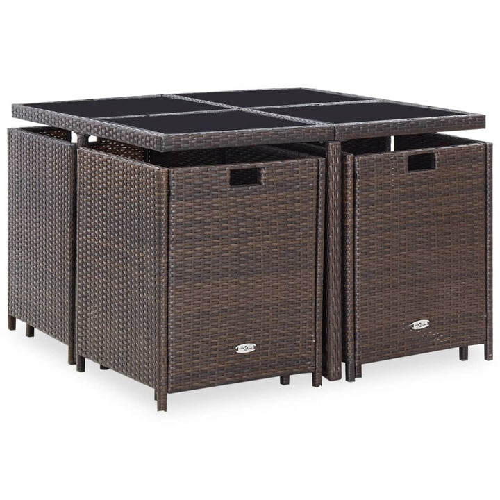 Set Mobilier De Exterior Cu Perne, 9 Piese, , Poliratan