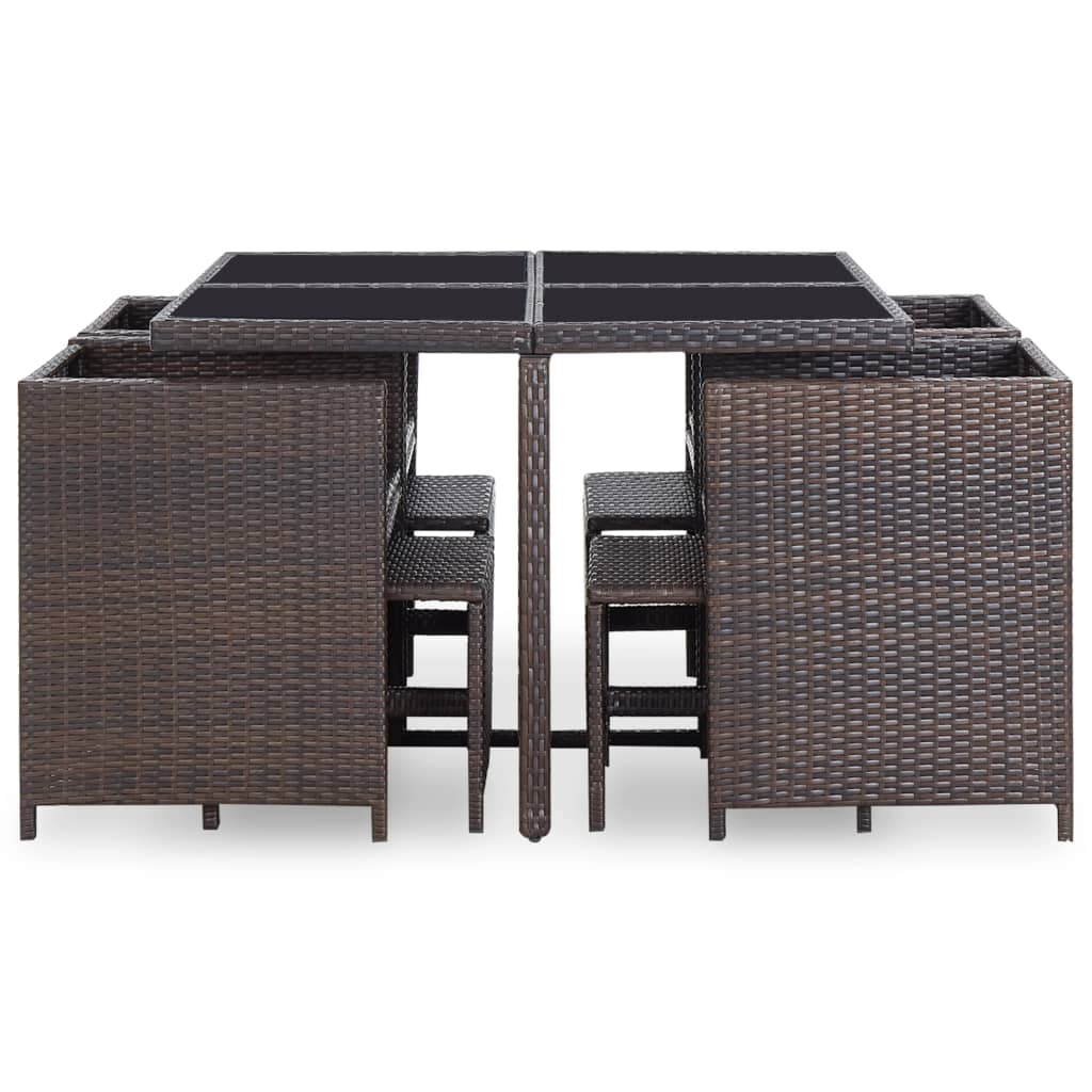 Set Mobilier De Exterior Cu Perne, 9 Piese, , Poliratan