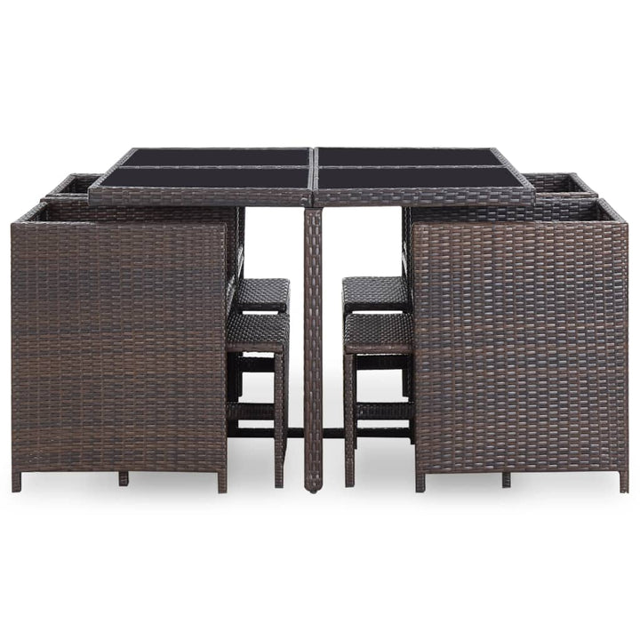 Set Mobilier De Exterior Cu Perne, 9 Piese, , Poliratan