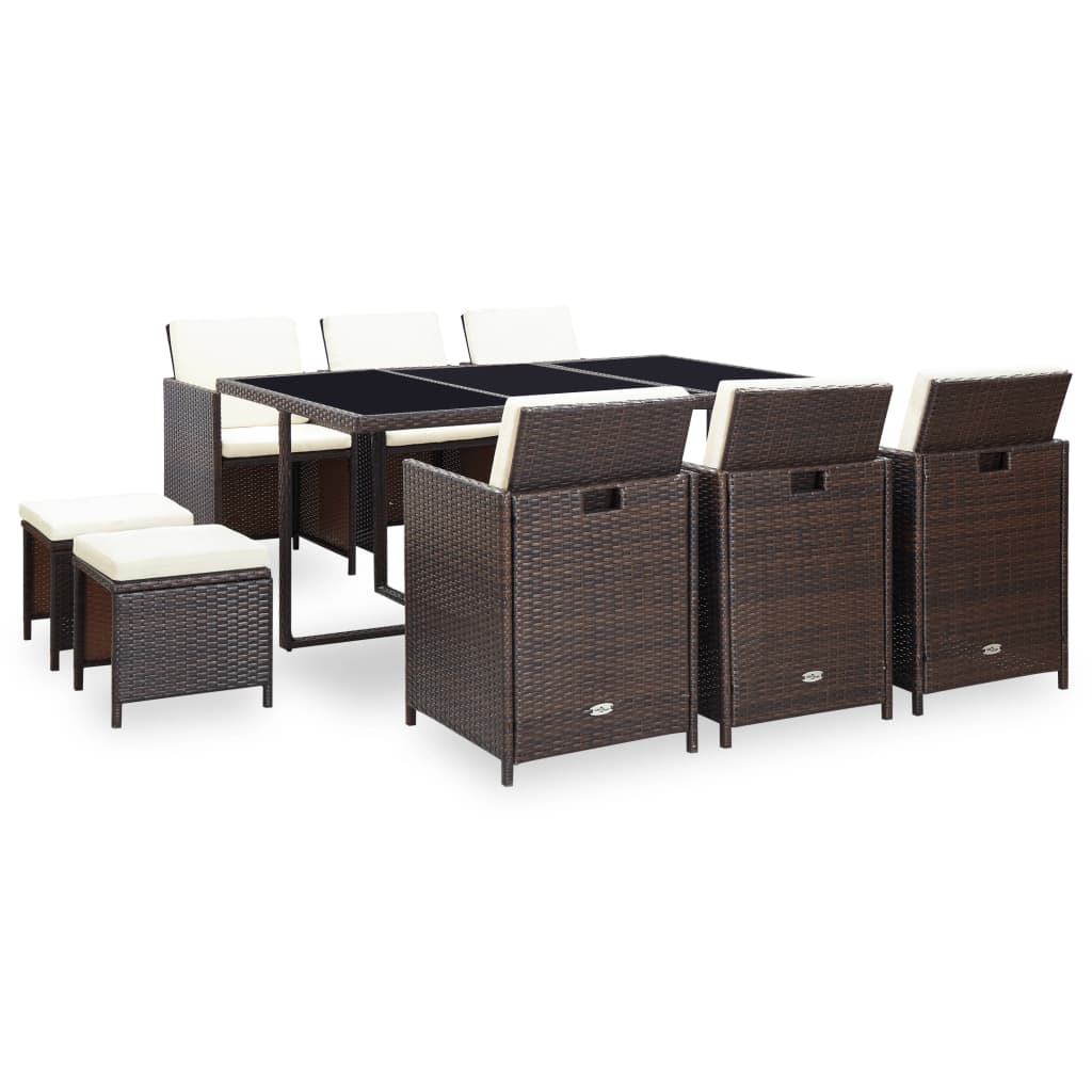 Set Mobilier De Exterior Cu Perne, 9 Piese, , Poliratan