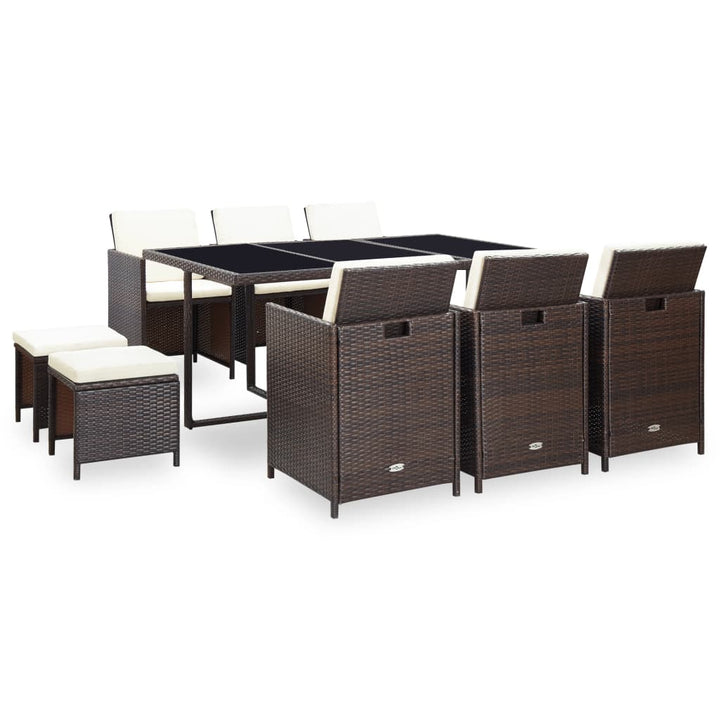 Set Mobilier De Exterior Cu Perne, 9 Piese, , Poliratan
