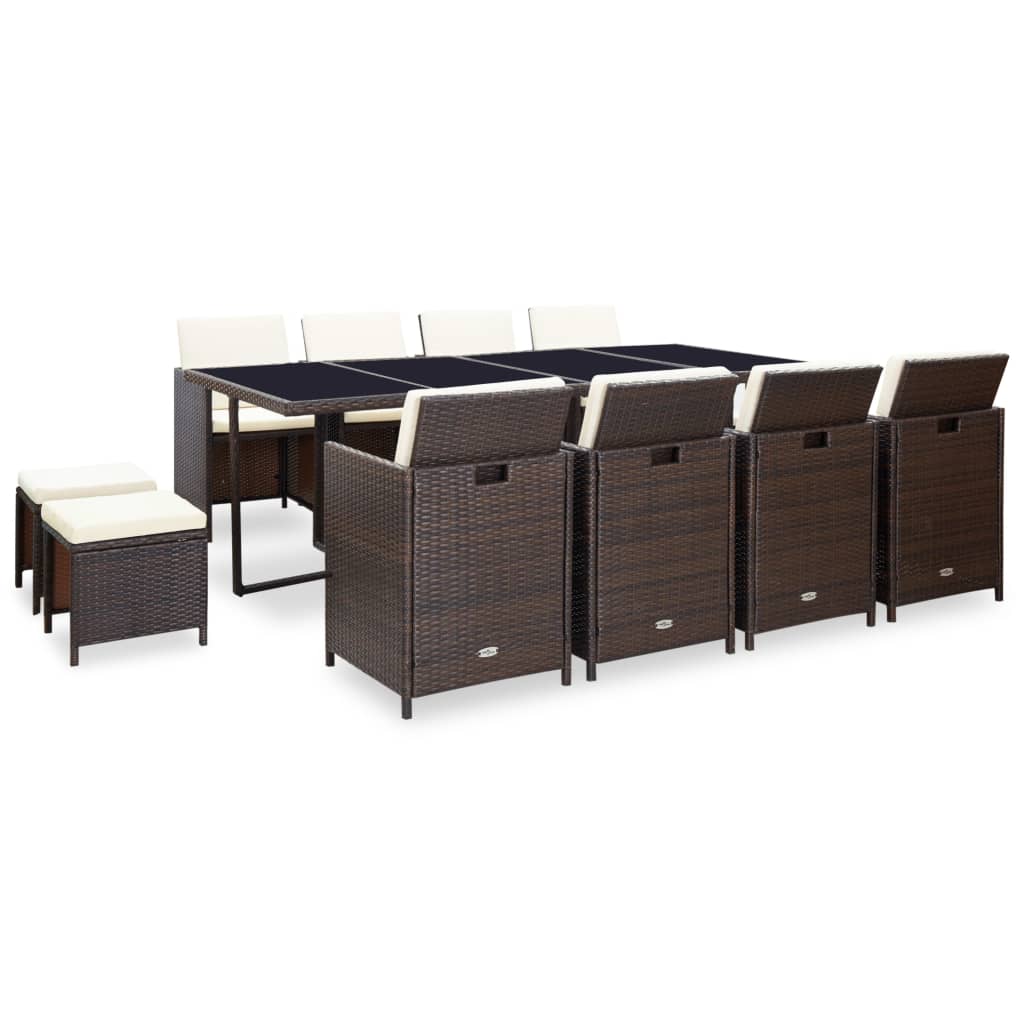 Set Mobilier De Exterior Cu Perne, 9 Piese, , Poliratan