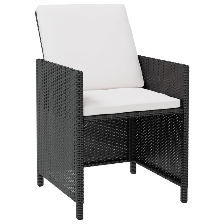 Set Mobilier De Exterior, 5 Piese Negru, Poliratan, Lemn Acacia