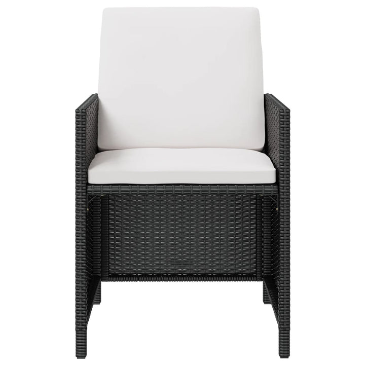 Set Mobilier De Exterior, 5 Piese Negru, Poliratan, Lemn Acacia