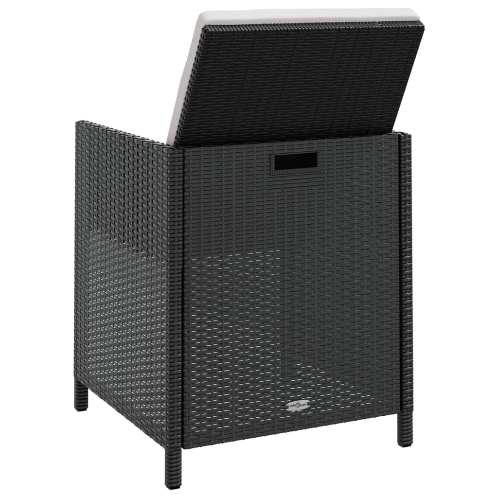 Set Mobilier De Exterior, 5 Piese Negru, Poliratan, Lemn Acacia