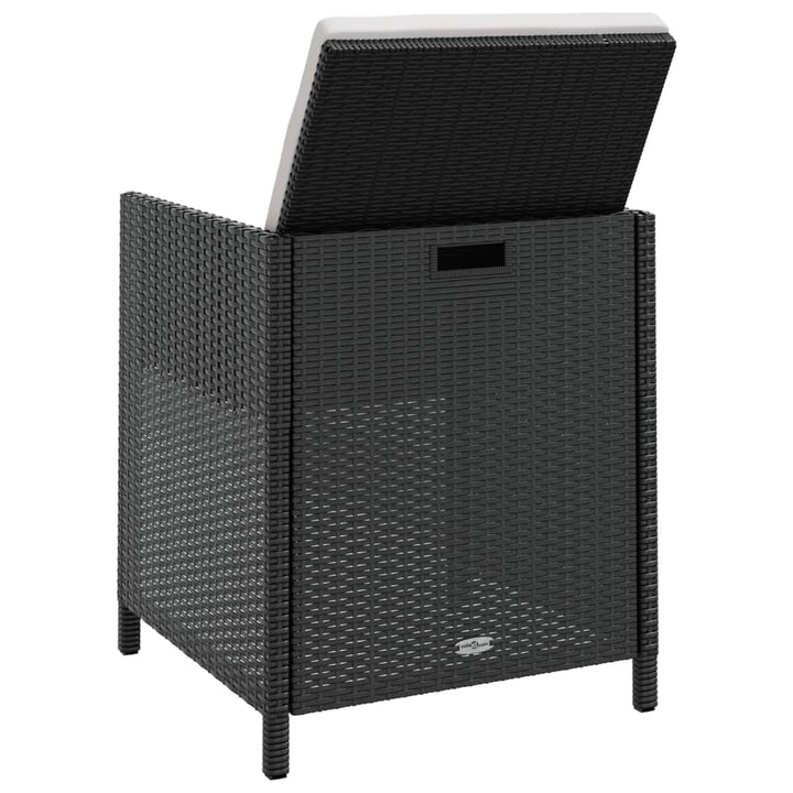 Set Mobilier De Exterior, 5 Piese Negru, Poliratan, Lemn Acacia