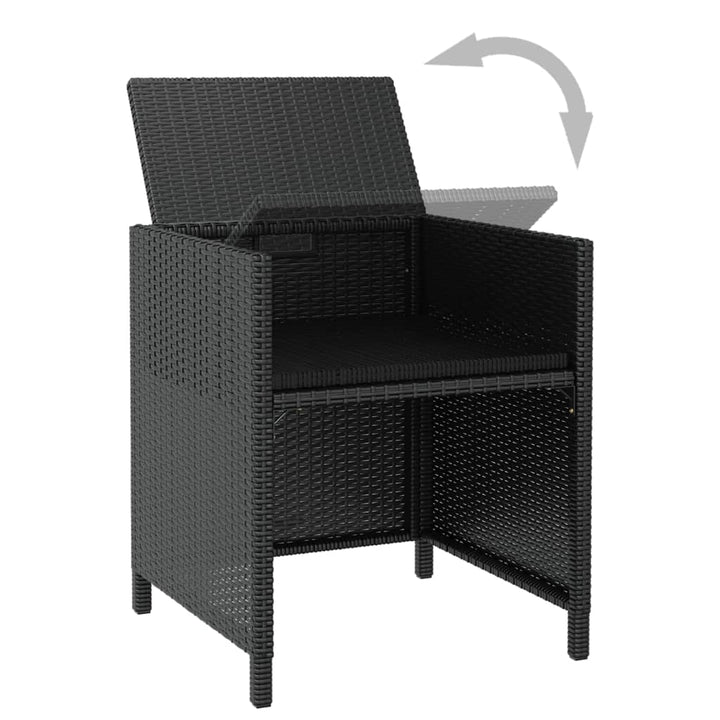 Set Mobilier De Exterior, 5 Piese Negru, Poliratan, Lemn Acacia