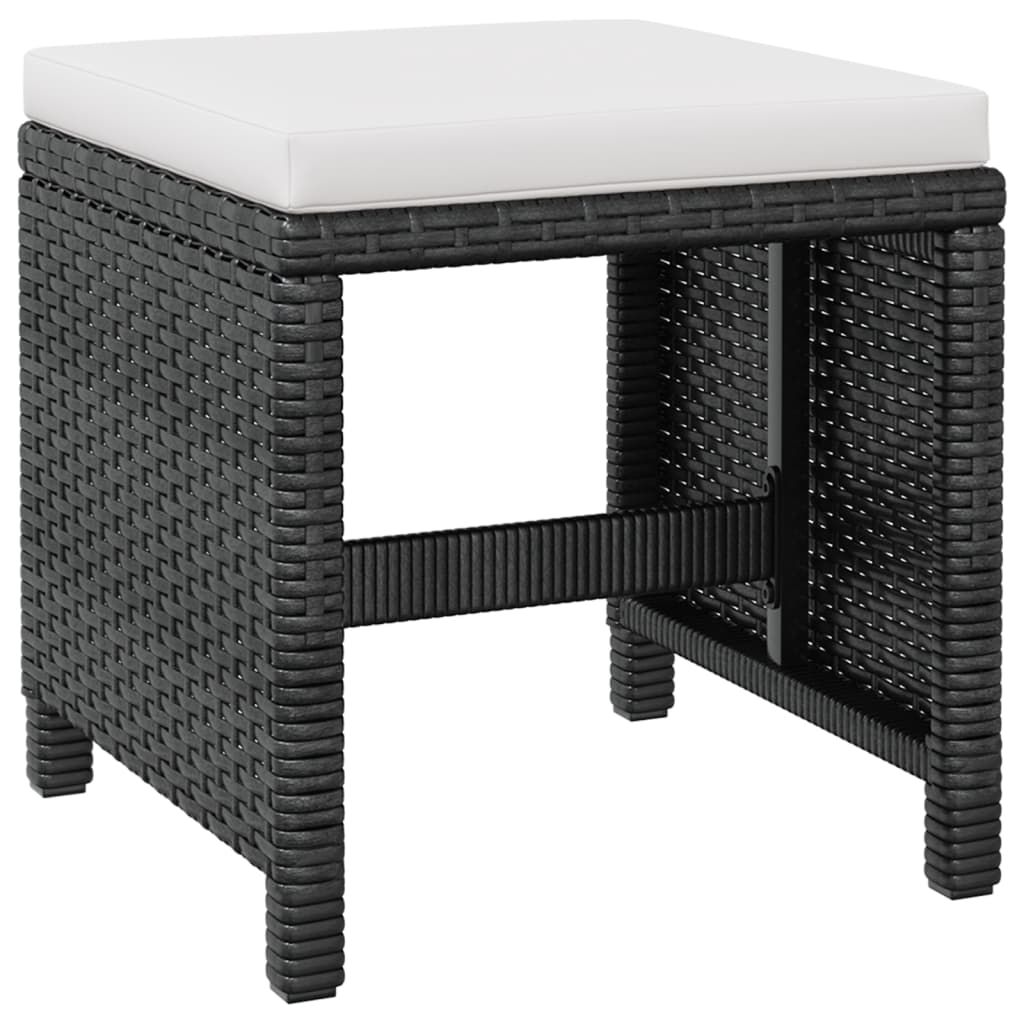 Set Mobilier De Exterior, 5 Piese Negru, Poliratan, Lemn Acacia