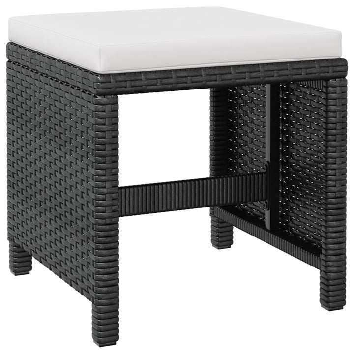Set Mobilier De Exterior, 5 Piese Negru, Poliratan, Lemn Acacia