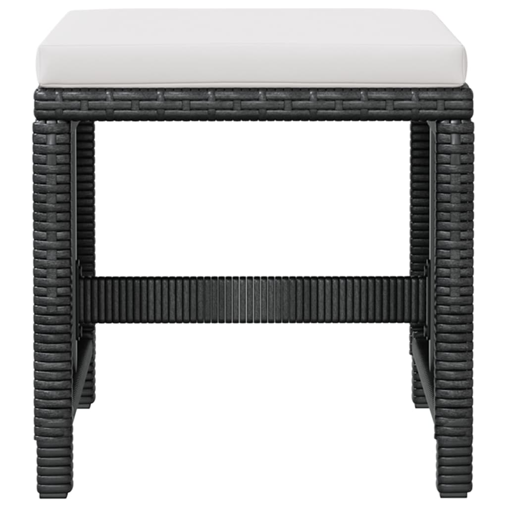 Set Mobilier De Exterior, 5 Piese Negru, Poliratan, Lemn Acacia