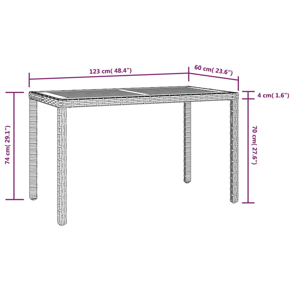 Set Mobilier De Exterior, 5 Piese Negru, Poliratan, Lemn Acacia