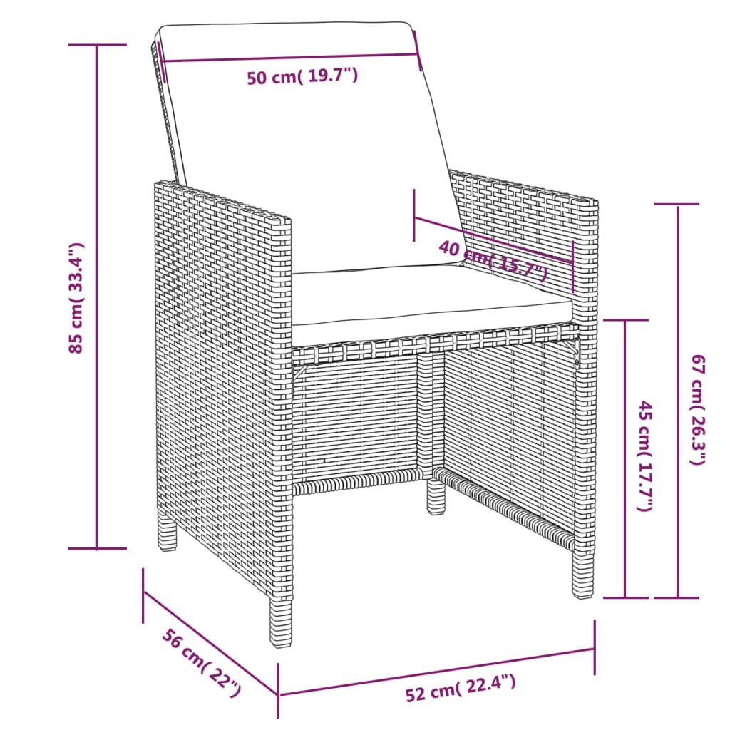 Set Mobilier De Exterior, 5 Piese Negru, Poliratan, Lemn Acacia
