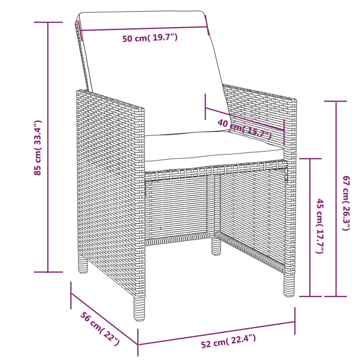 Set Mobilier De Exterior, 5 Piese Negru, Poliratan, Lemn Acacia
