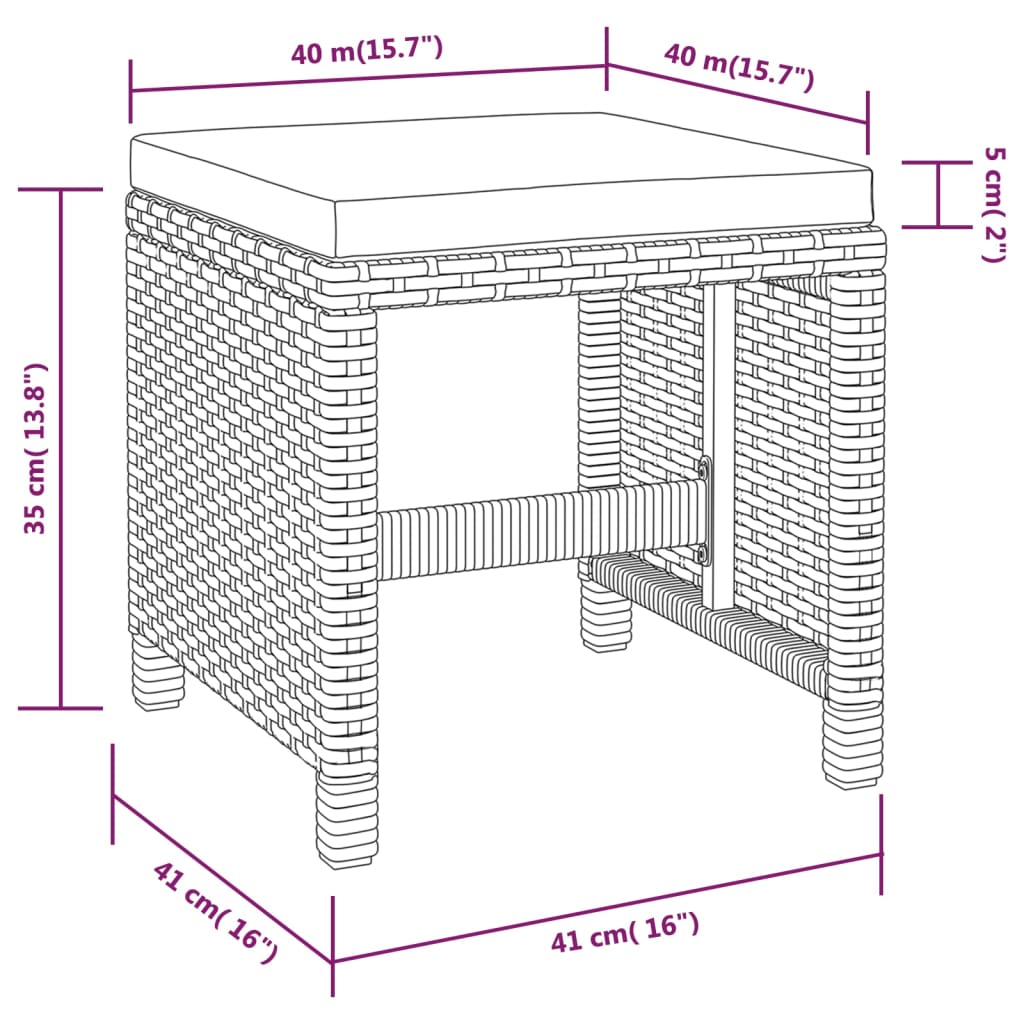 Set Mobilier De Exterior, 5 Piese Negru, Poliratan, Lemn Acacia