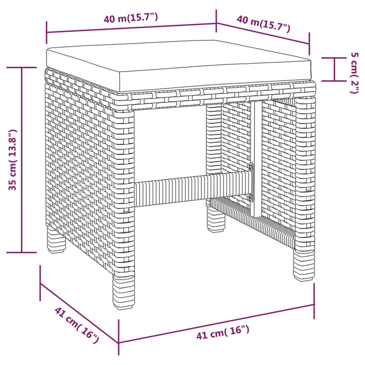 Set Mobilier De Exterior, 5 Piese Negru, Poliratan, Lemn Acacia