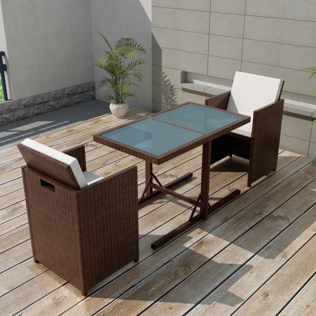 Set Bistro Cu Perne, 3 Piese, , Poliratan