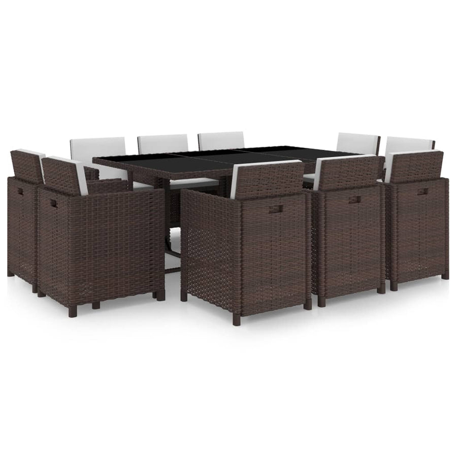 Set Mobilier De Exterior Cu Perne, 11 Piese, , Poliratan