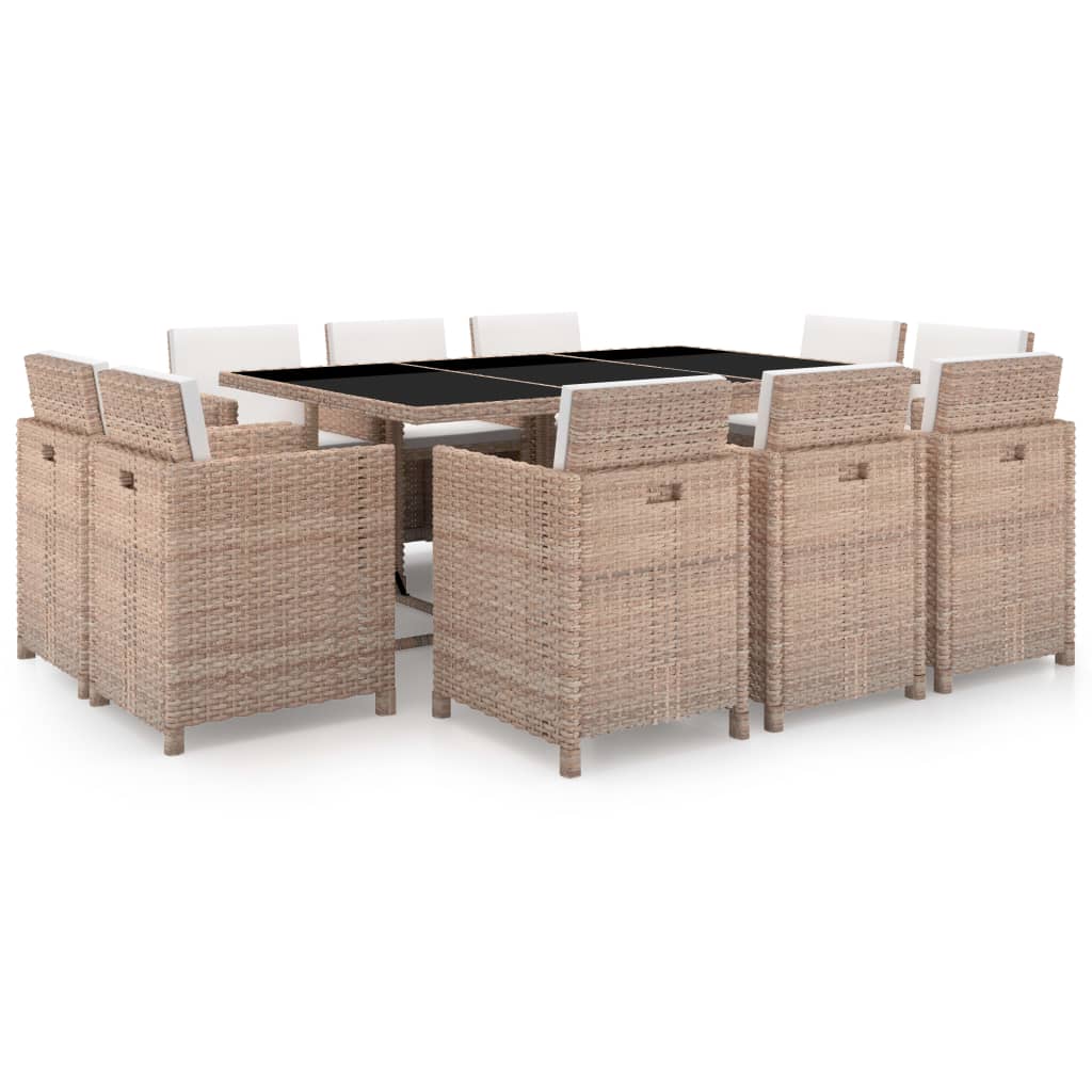 Set Mobilier De Exterior Cu Perne, 11 Piese, , Poliratan
