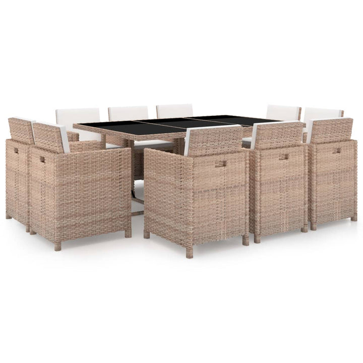 Set Mobilier De Exterior Cu Perne, 11 Piese, , Poliratan