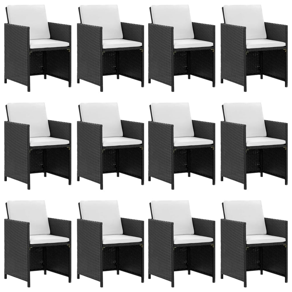Set Mobilier De Exterior Cu Perne, 13 Piese, Negru, Poliratan