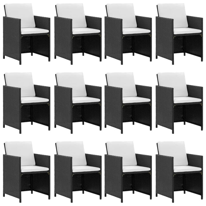 Set Mobilier De Exterior Cu Perne, 13 Piese, Negru, Poliratan