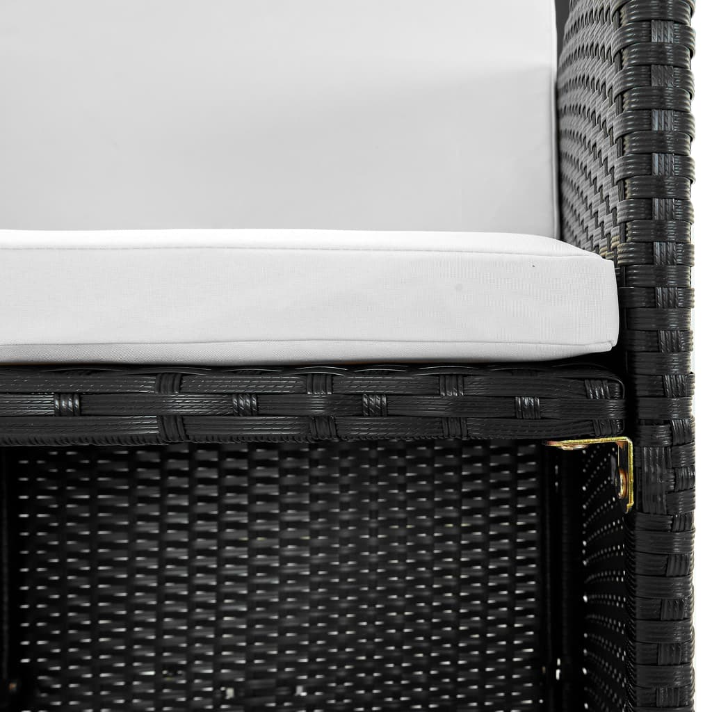 Set Mobilier De Exterior Cu Perne, 13 Piese, Negru, Poliratan