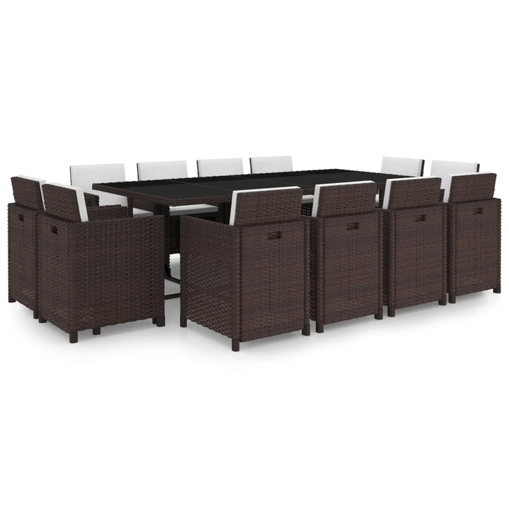 Set Mobilier De Exterior Cu Perne, 13 Piese, Negru, Poliratan