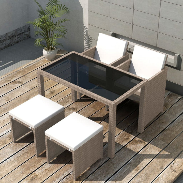 Set Mobilier De Exterior Cu Perne, 11 Piese, Bej, Poliratan