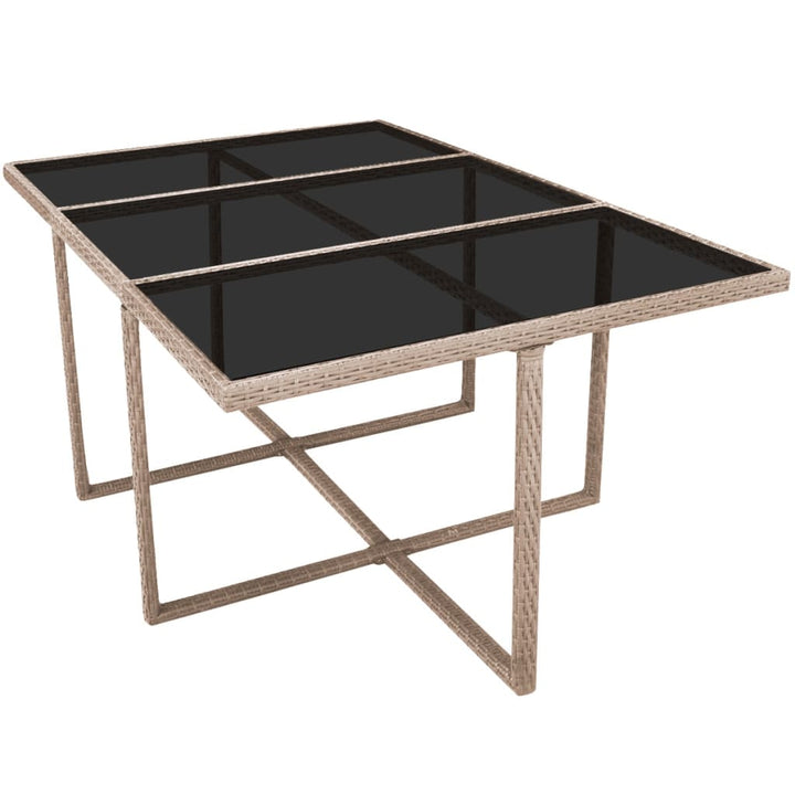 Set Mobilier De Exterior Cu Perne, 11 Piese, Bej, Poliratan