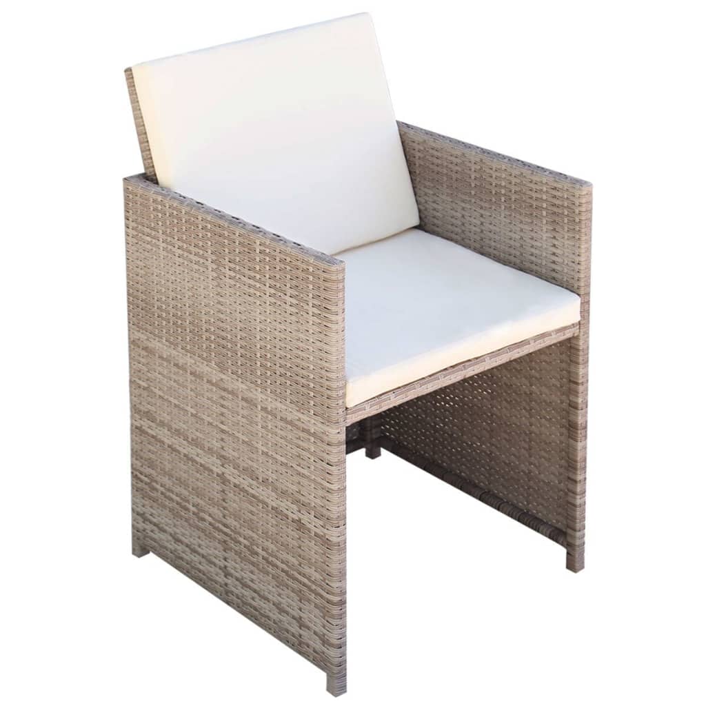 Set Mobilier De Exterior Cu Perne, 11 Piese, Bej, Poliratan