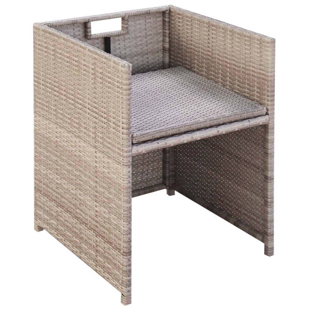 Set Mobilier De Exterior Cu Perne, 11 Piese, Bej, Poliratan