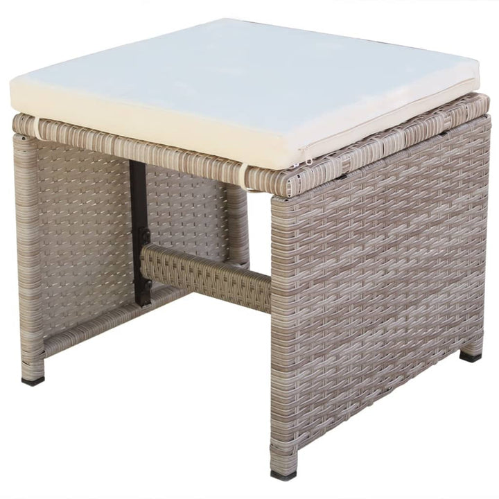 Set Mobilier De Exterior Cu Perne, 11 Piese, Bej, Poliratan