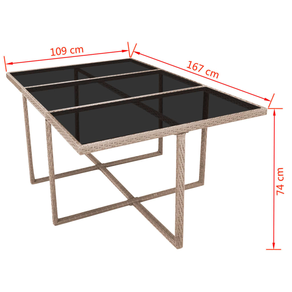 Set Mobilier De Exterior Cu Perne, 11 Piese, Bej, Poliratan