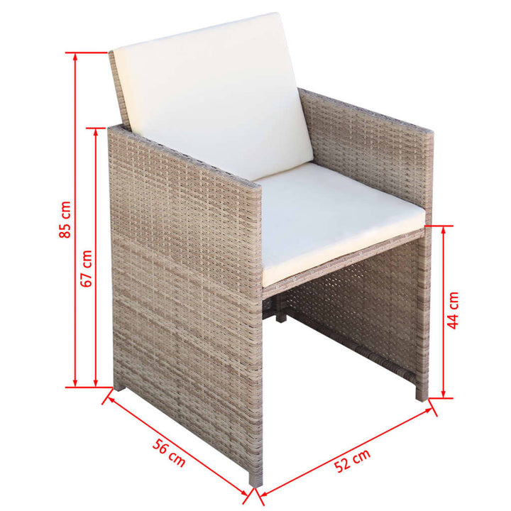 Set Mobilier De Exterior Cu Perne, 11 Piese, Bej, Poliratan