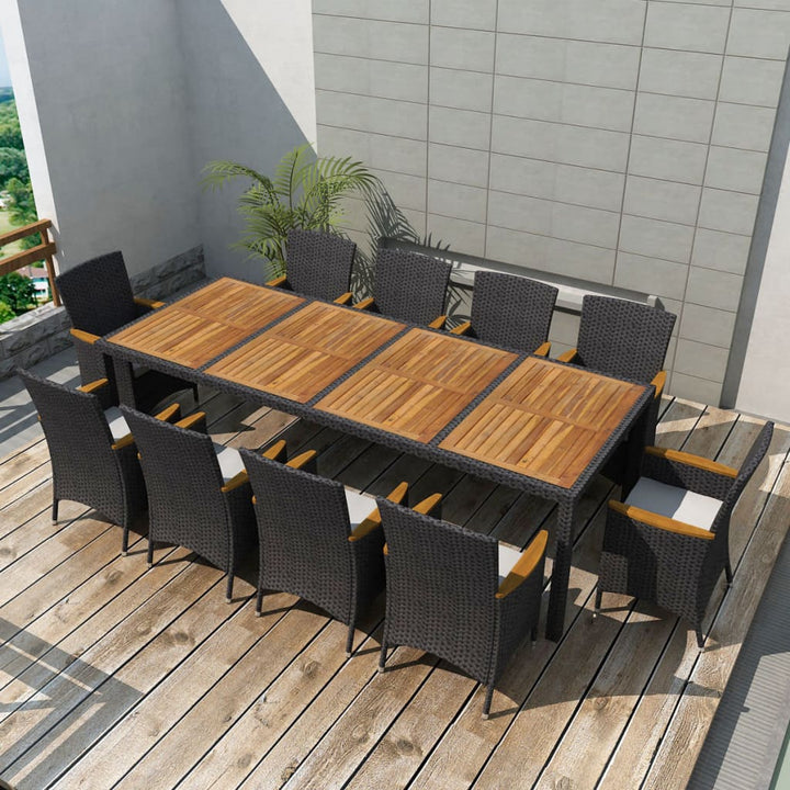 Set Mobilier De Exterior Cu Perne, 5 Piese, Negru, Poliratan
