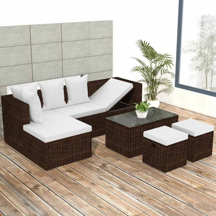 Set Mobilier De Grădină Cu Perne, 4 Piese, , Poliratan