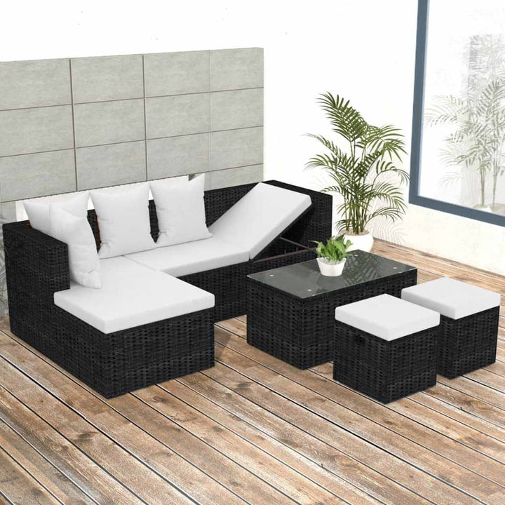 Set Mobilier De Grădină Cu Perne, 4 Piese, , Poliratan