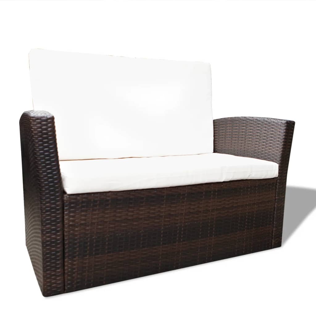 Set Mobilier De Grădină Cu Perne, 4 Piese, , Poliratan