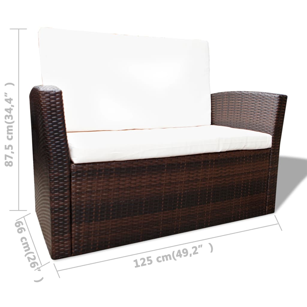 Set Mobilier De Grădină Cu Perne, 4 Piese, , Poliratan