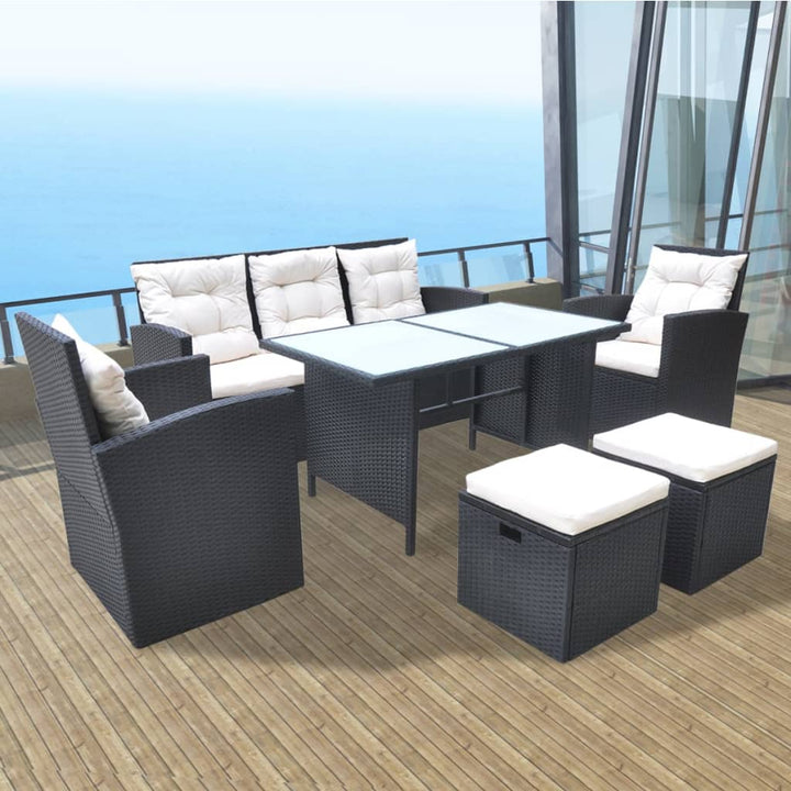 Set Mobilier De Exterior Cu Perne, 6 Piese, , Poliratan