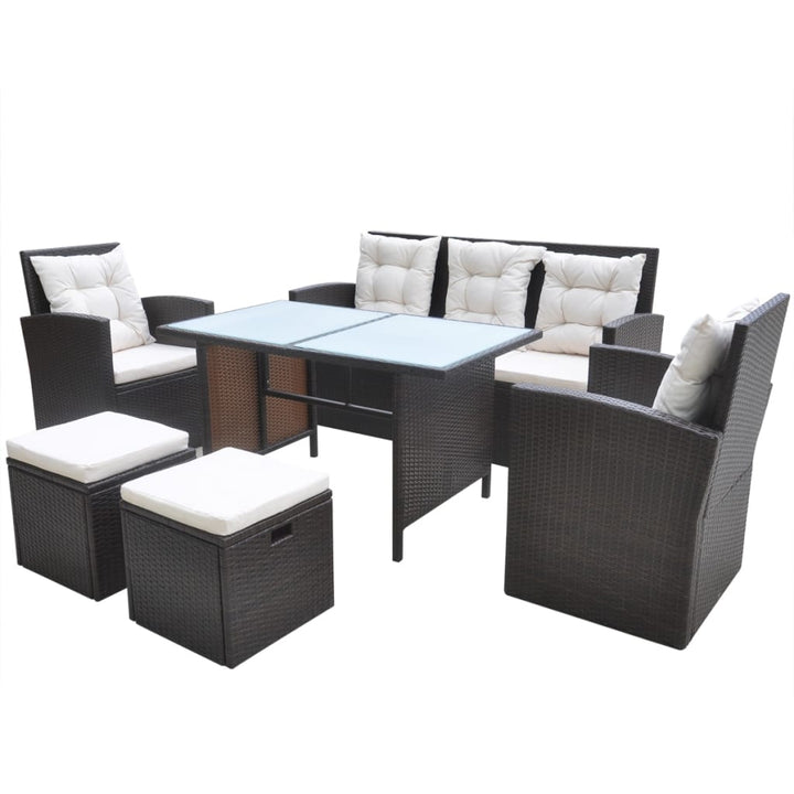 Set Mobilier De Exterior Cu Perne, 6 Piese, , Poliratan