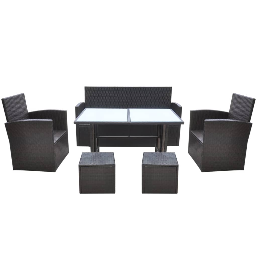 Set Mobilier De Exterior Cu Perne, 6 Piese, , Poliratan