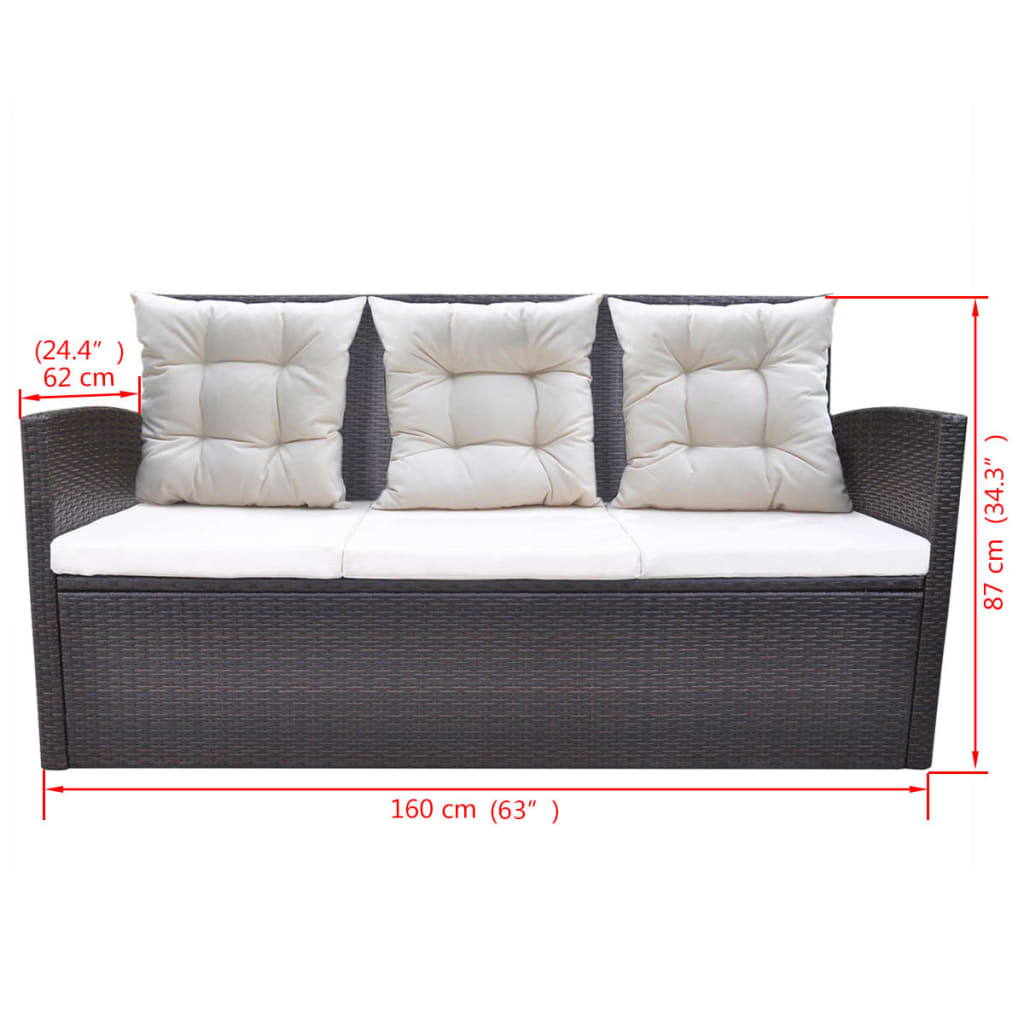 Set Mobilier De Exterior Cu Perne, 6 Piese, , Poliratan