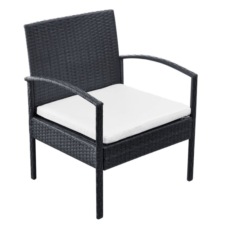 Set Mobilier De Grădină Cu Perne, 4 Piese, Negru, Poliratan