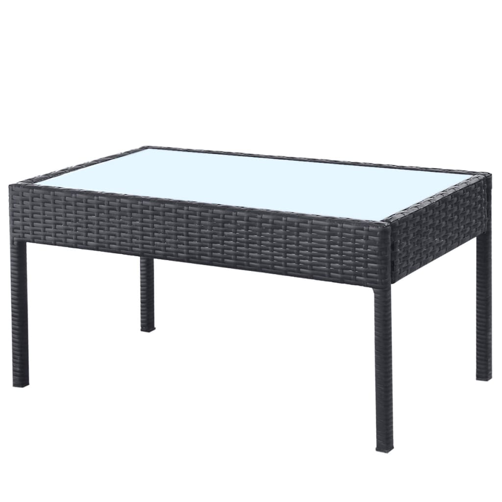 Set Mobilier De Grădină Cu Perne, 4 Piese, Negru, Poliratan